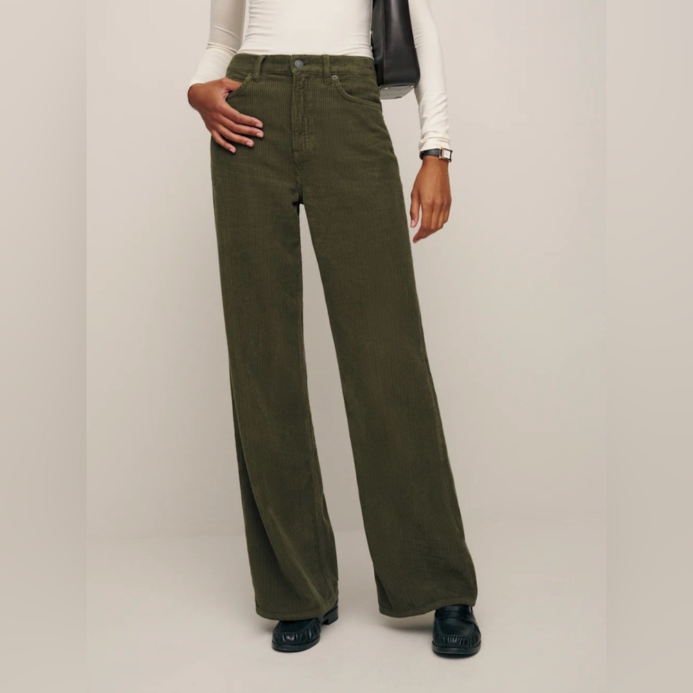 Reformation Cary High Rise Slouchy Wide Leg Corduroy Pants
